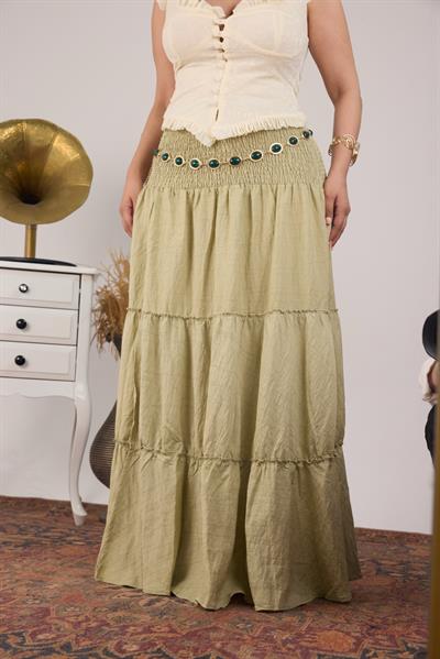 Bohem Volanlı Uzun Etek