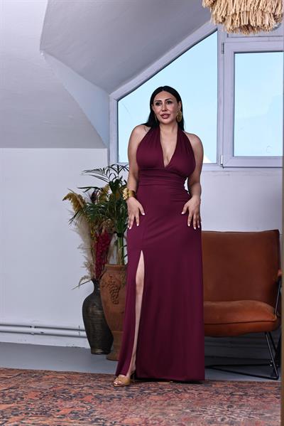 Boyundan Bağlamalı Yazlık Maxi Elbise