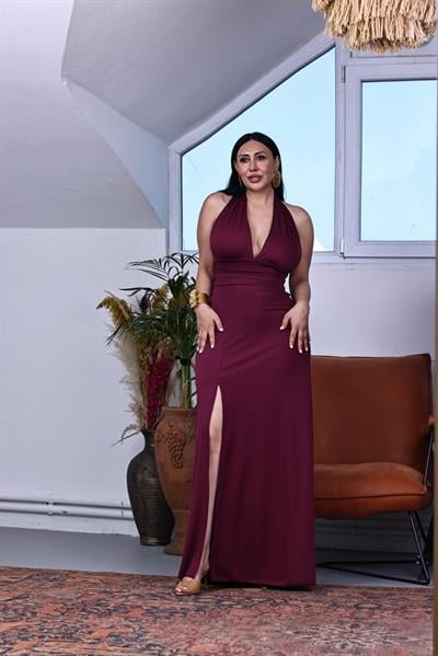 Boyundan Bağlamalı Yazlık Maxi Elbise