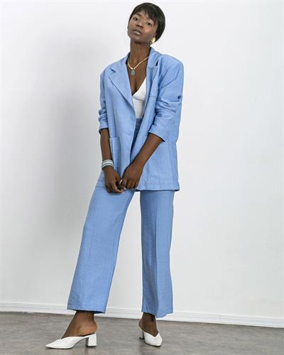 Ceket Pantolon Takım (Mavi Renk- Keten)