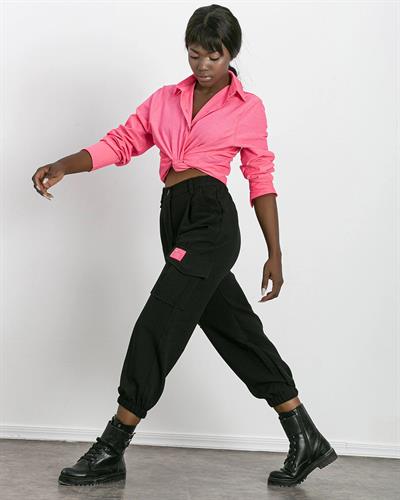 Cepli Kargo Jogger Pantolon Siyah Renk