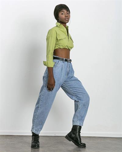 Crop Ceket Fıstık Yeşili