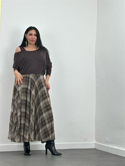 Desenli Askılı Elbise & Bluz Takım