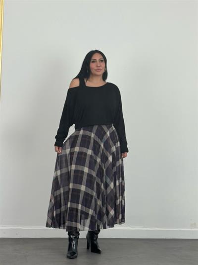 Desenli Askılı Elbise & Bluz Takım