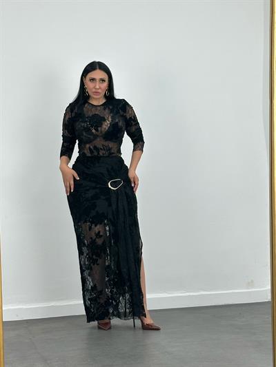 Drapeli Tokalı Dantelli Takım