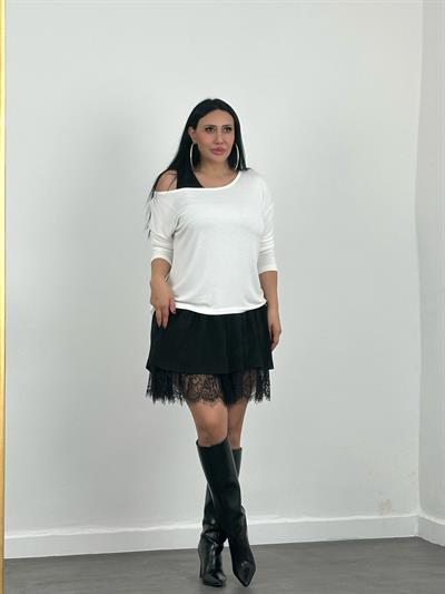 Etek Ucu Dantelli Bluz & Triko Elbise Takımı