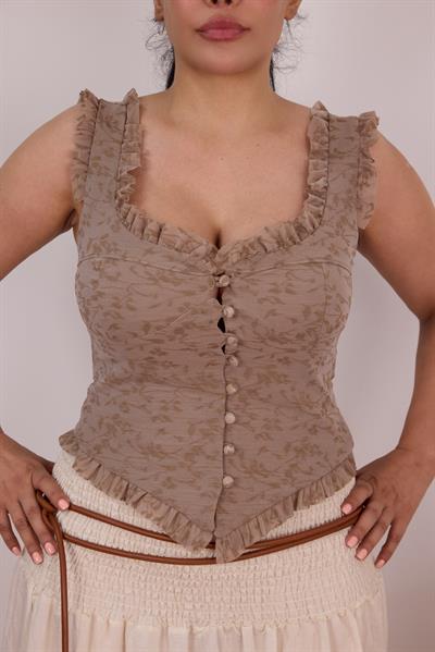 Fırfır Yaka Korse Form Bluz