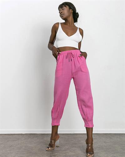 Keten Pantolon Pembe Renk