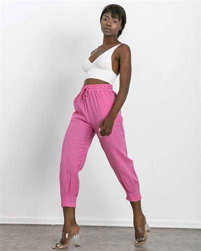 Keten Pantolon Pembe Renk