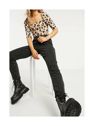 Leopar Desenli Kare Yaka Body