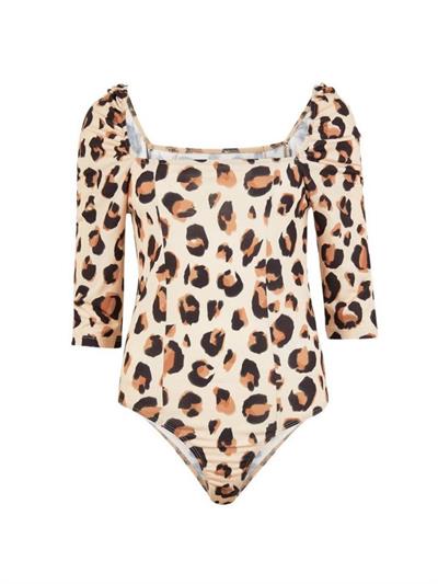 Leopar Desenli Kare Yaka Body