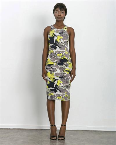 Leopar Detaylı Likralı Elbise