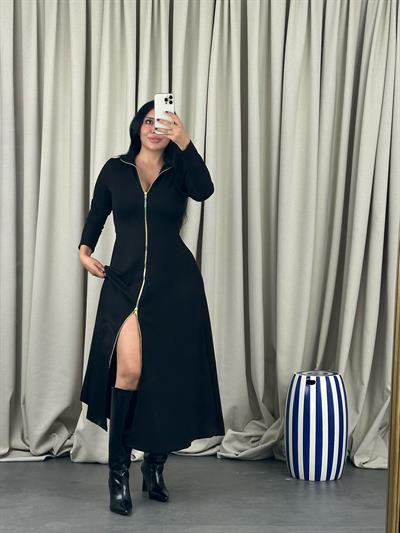 Modal Fermuarlı Maxi Elbise