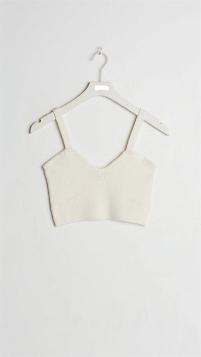 Örme Yün Kolsuz Crop Büstiyer 