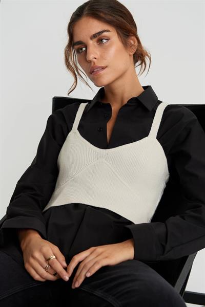Örme Yün Kolsuz Crop Büstiyer 