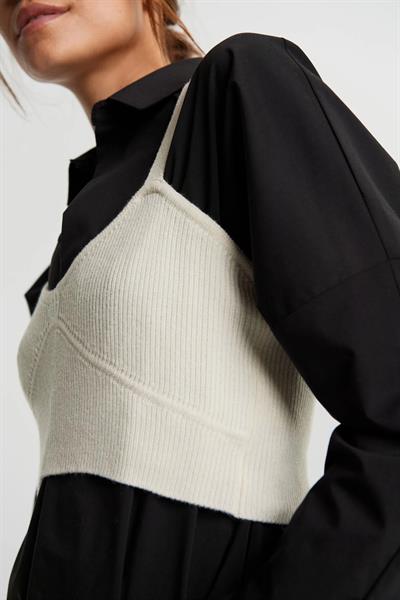 Örme Yün Kolsuz Crop Büstiyer 