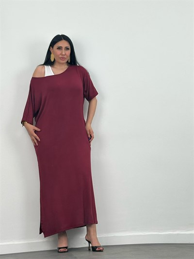 Oversize Tek Omuz Salaş Maxi Elbise 