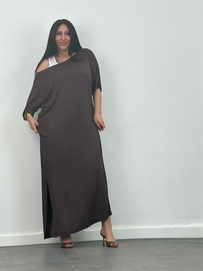 Oversize Tek Omuz Salaş Maxi Elbise 