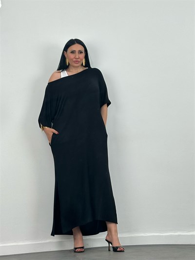 Oversize Tek Omuz Salaş Maxi Elbise 