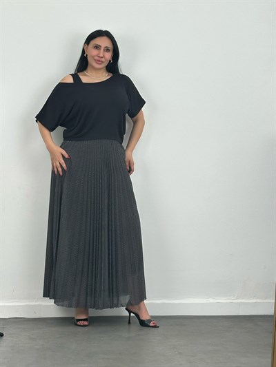 Pliseli Elbise & Yarasa Kol Bluz Takım