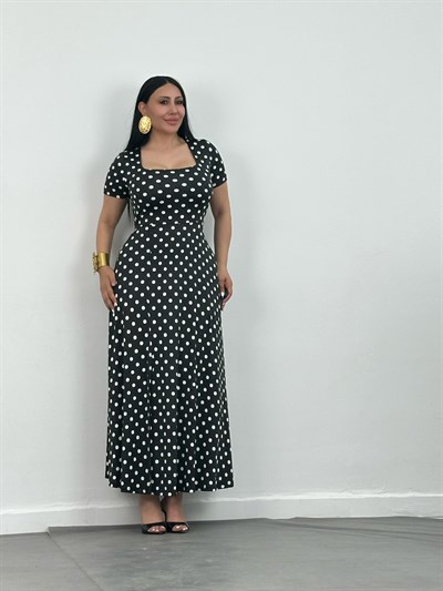 Puantiyeli Maxi Elbise 