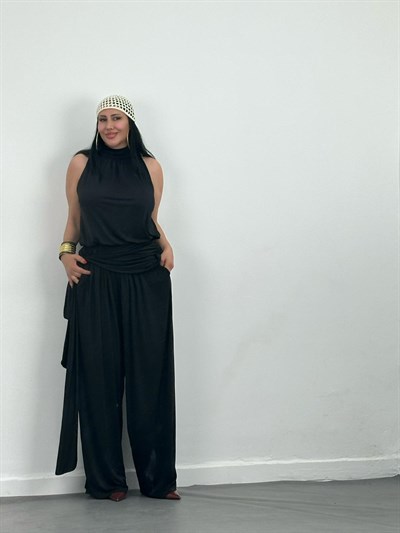 Şal Detaylı Bluz Pantolon Takım