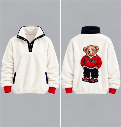 Sırtı Baskılı Peluş Polar Sweat