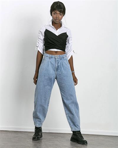 Siyah Kuşaklı Özel Tasarım Gömlek