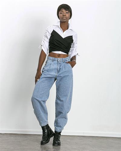 Siyah Kuşaklı Özel Tasarım Gömlek