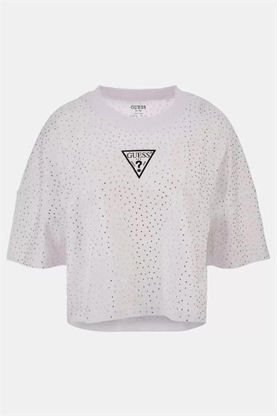 Taş Süslemeli Beyaz Renk T-Shirt