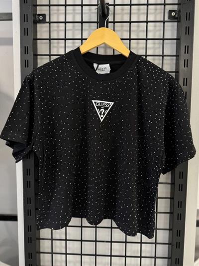 Taş Süslemeli Siyah Renk T-Shirt