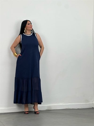 Tül Detaylı Maxi Elbise