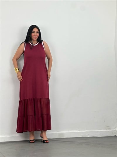 Tül Detaylı Maxi Elbise