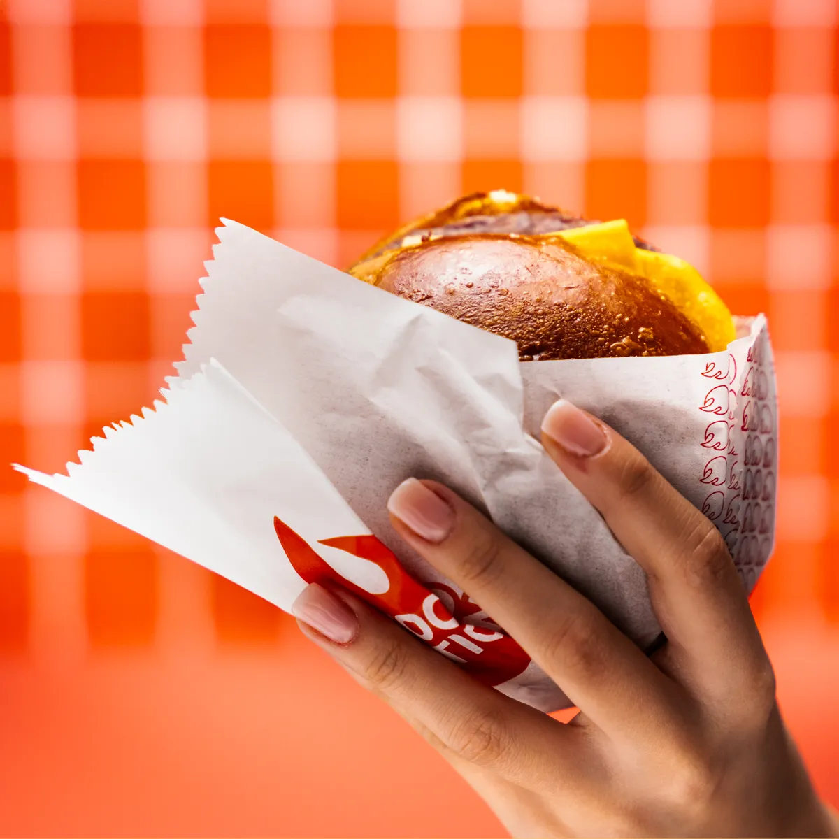 White custom printed burger bag