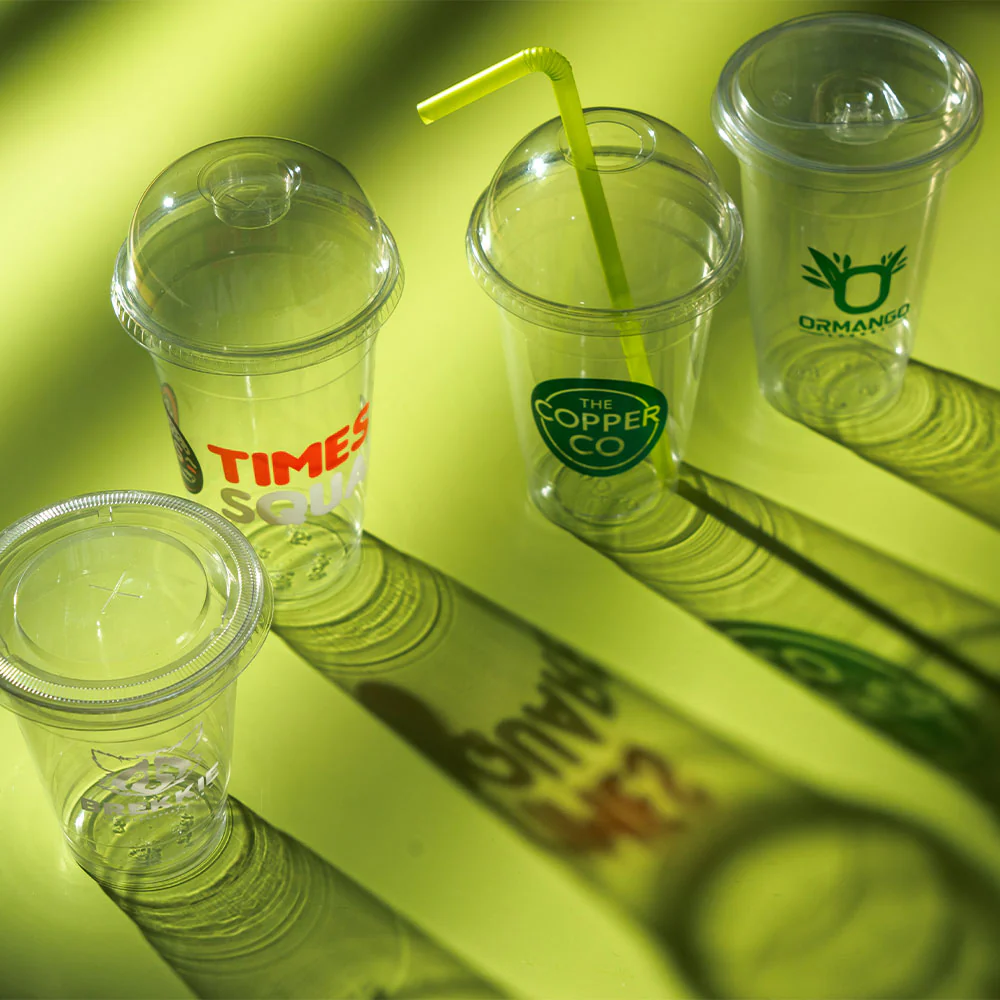 Custom print plastic cup close-up