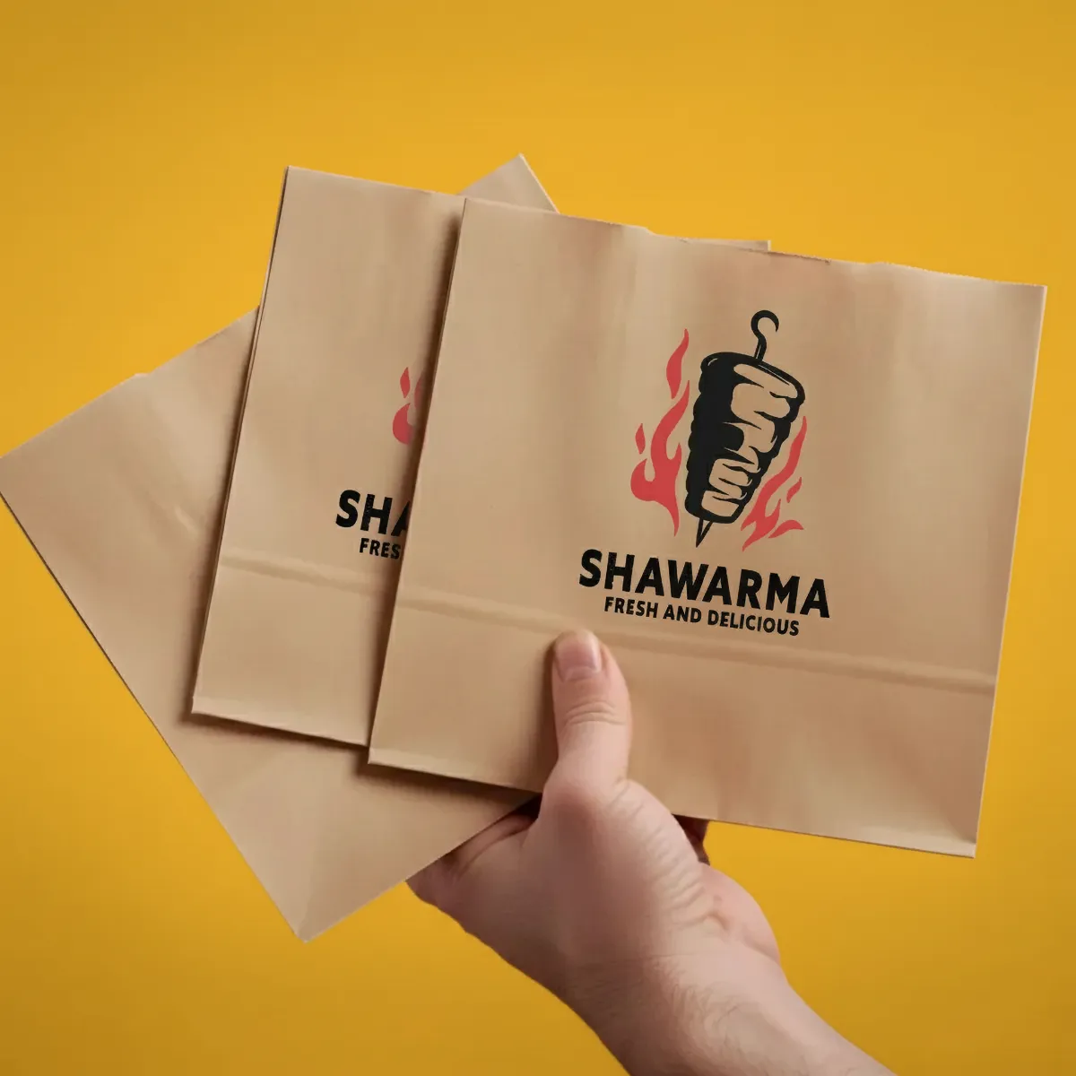 Custom printed kraft yellow doner bags
