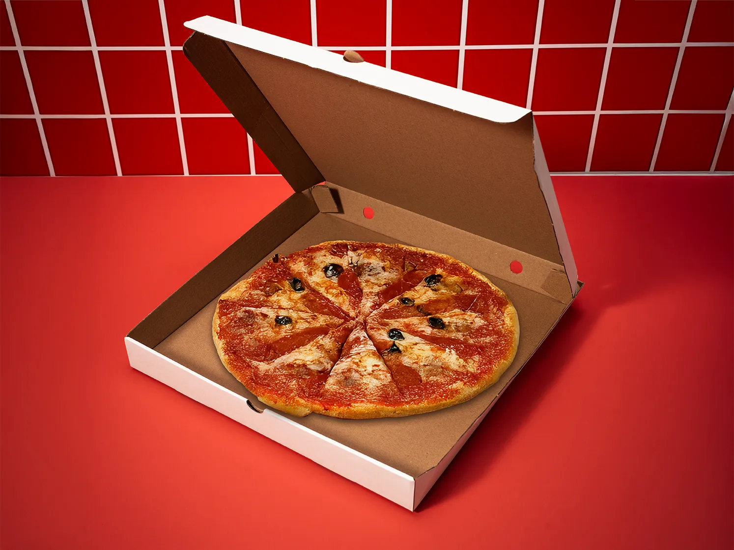 Custom printed red pizza box