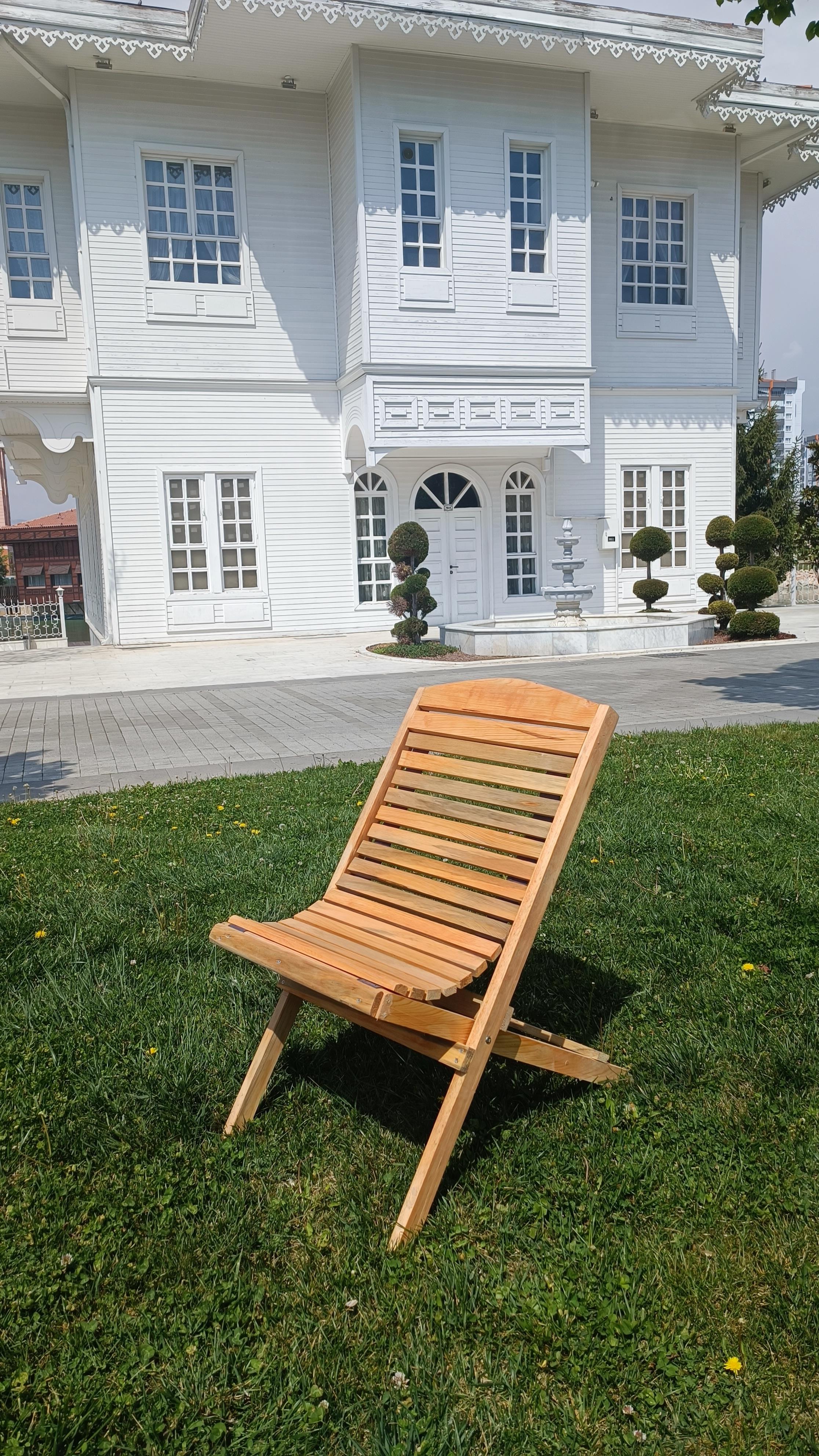 Sller Katlanır Ayarlanabilir Ahşap Kamp Sandalyesi