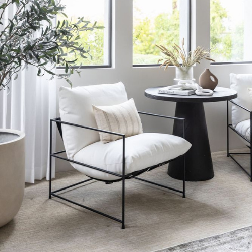  Modern Tasarım Berjer | Metal İskeletli, Portatif, Elyaf  Dolgu Minderli – Salon & Balkon Uyumlu Kumaş Döşeme