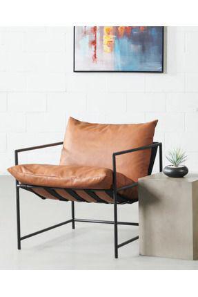 Sller Modern Metal İskeletli Portatif Berjer Kumaş Döşeme Elyaf Dolgu (Taba)