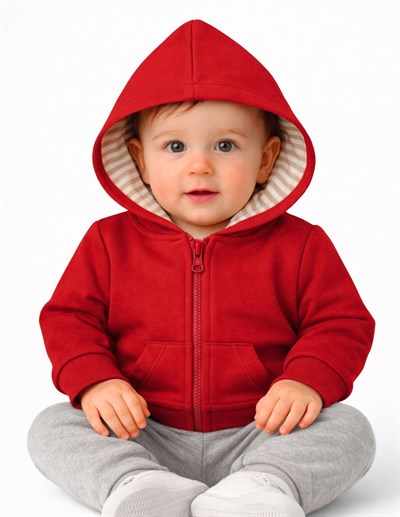 Basic Bebek Kırmızı Kapüşonlu Sweatshirt