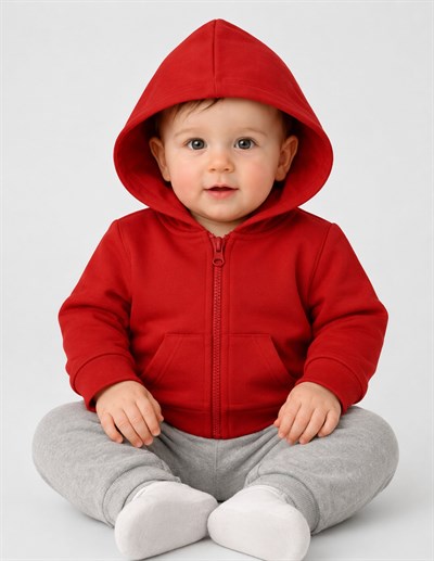 Basic Bebek Kırmızı Kapüşonlu Sweatshirt