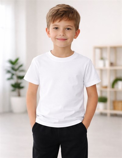 Basic Çocuk Beyaz Kısa Kol T-shirt