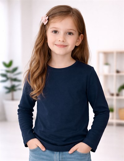 Basic Çocuk Lacivert Uzun Kol T-shirt