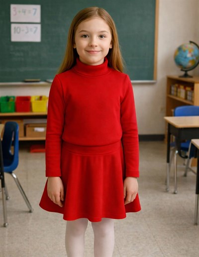 Basic Kız Çocuk Kırmızı Etek