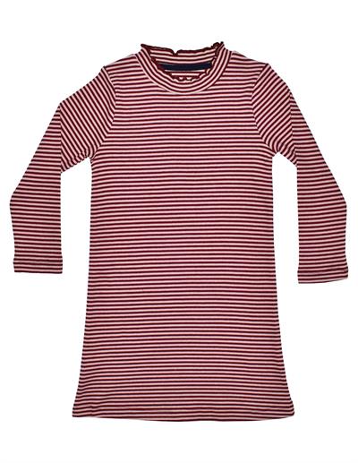 Cranberry Bordo Çizgili Kız Çocuk Balıkçı Yaka Elbise