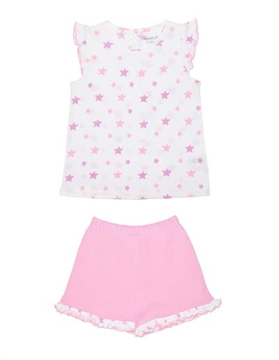 Pink Star Kız Çocuk Fırfırlı Üst ve Şort Takım