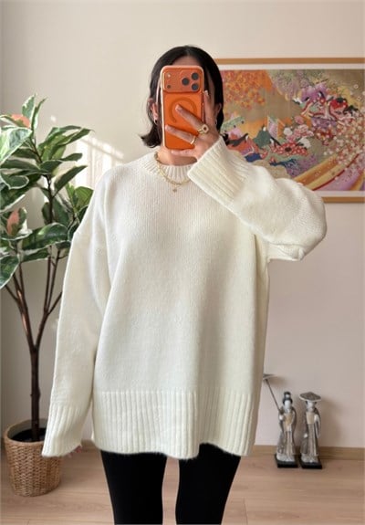 Airi Oversize Vintage Kazak Beyaz