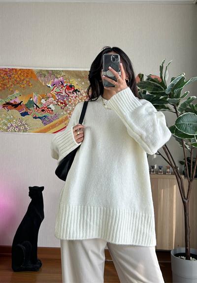 Airi Oversize Vintage Kazak Beyaz