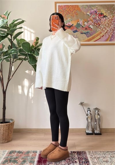 Airi Oversize Vintage Kazak Beyaz